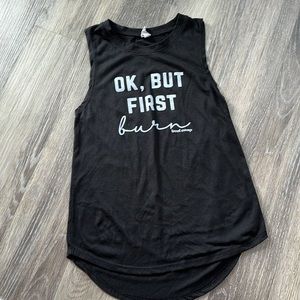“Ok But First Burn” Burn Boot Camp black tank size XS
